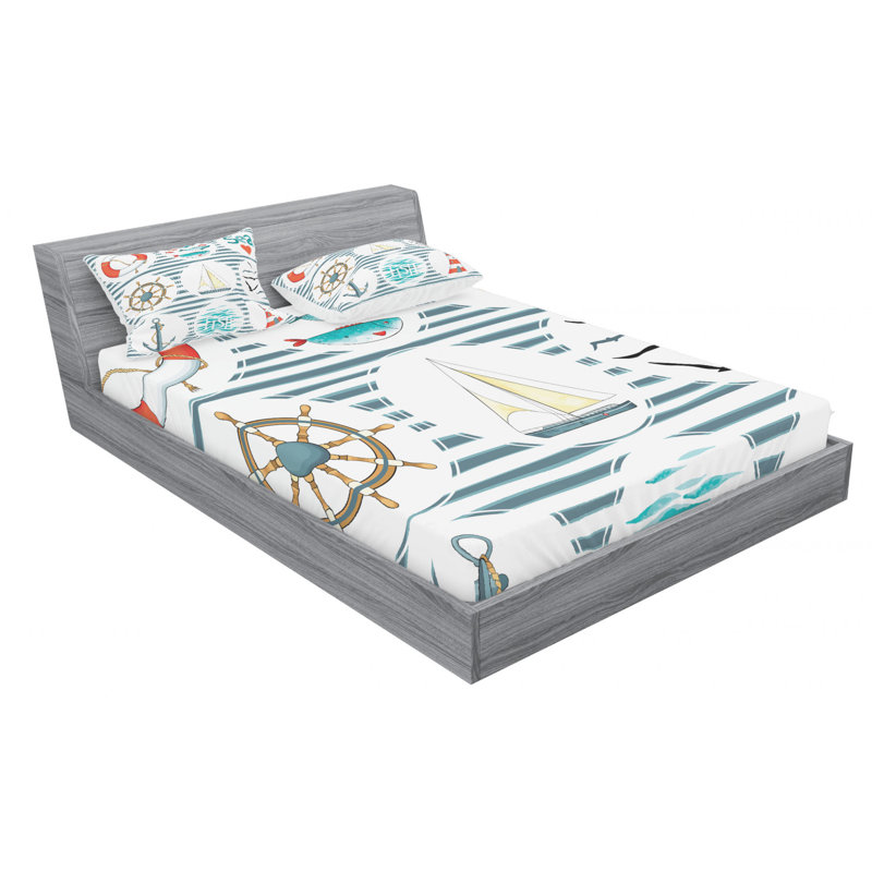 Microfiber Striped Sheet Set, Queen Sheet Set with Fitted Sheet