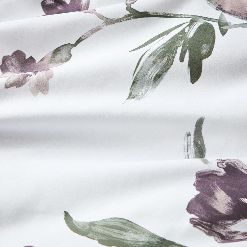 Édredon taupe et floral avec draps modernes, Édredon double et 5 pièces supplémentaires