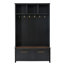 Arbre d'entrée polyvalent 4 en 1 avec 6 crochets, banc en grain de bois et rangement multiple, idéal pour l'organisation du vestibule et les sièges-495775088