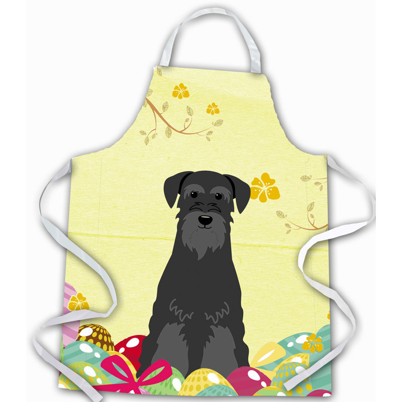 Tablier œufs de pâques, Jaune / noir, Schnauzer debout