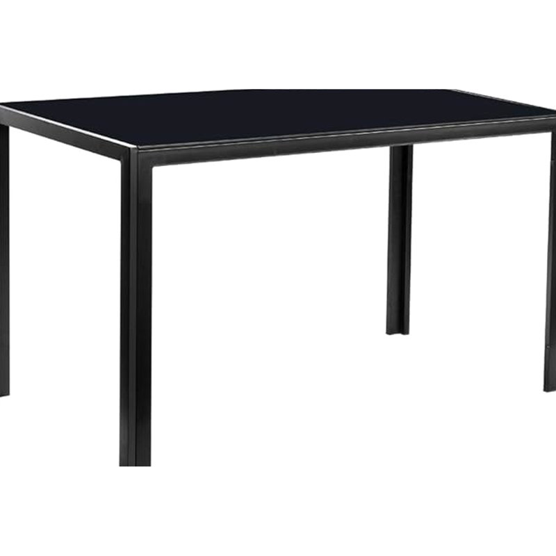 Table de salle à manger avec cadre en métal noir - plateau en verre lisse, facile à entretenir et de construction contemporaine, peut accueillir 4 personnes