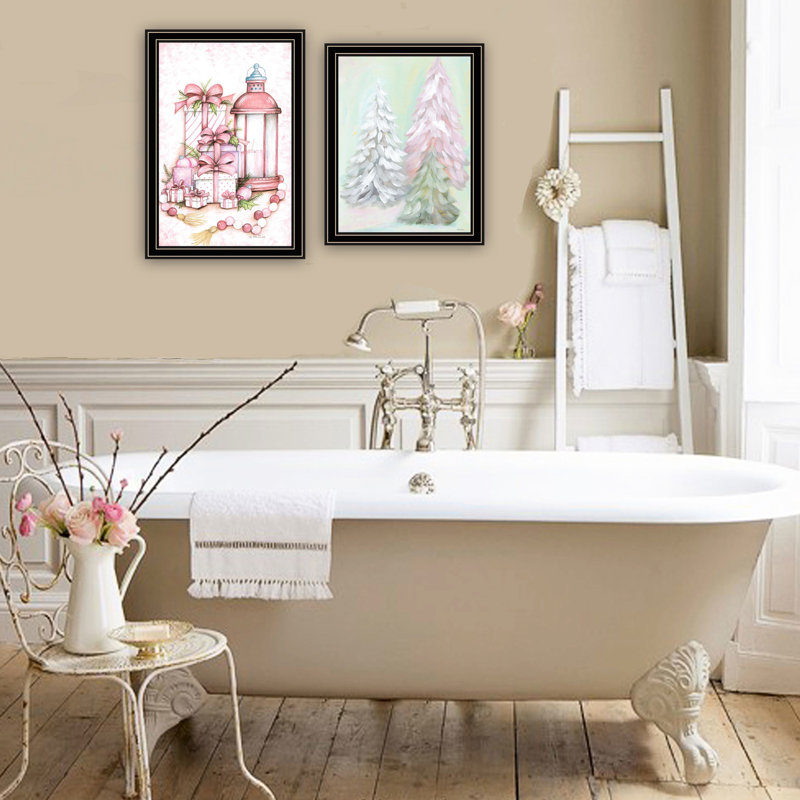 2 arbres de Noël muraux roses, terre et salon, papier de qualité en bois