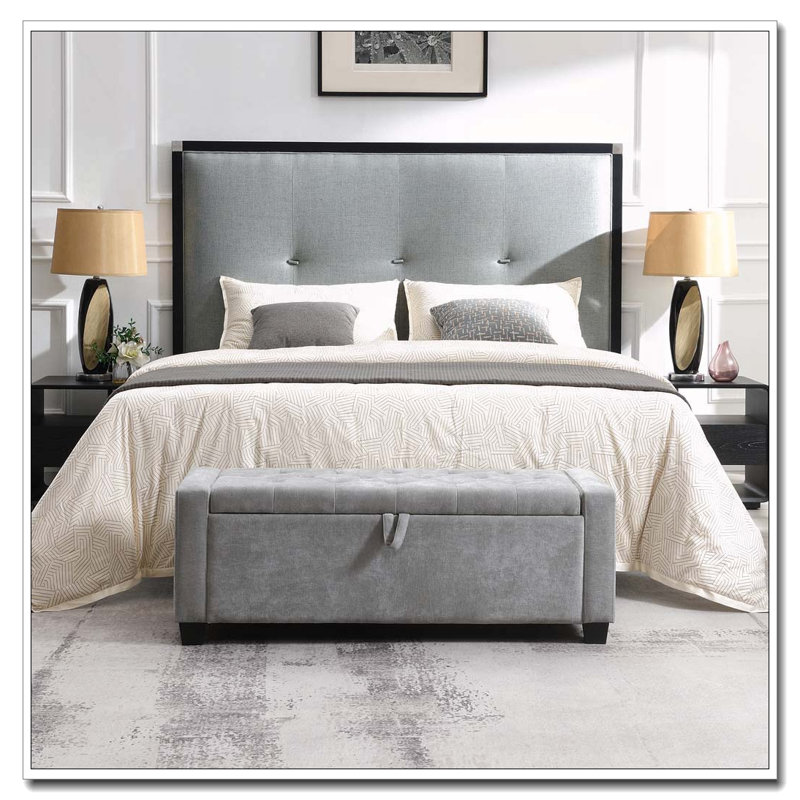 48" Ottoman with Storage, Storage Ottoman Bench, LIGHT GREY
