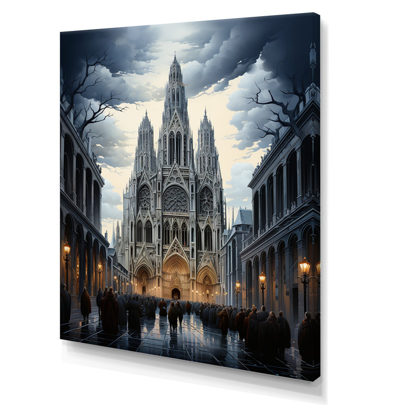 Rouen, cathédrale française sur toile, Toile tendue, 32" H x 16" W
