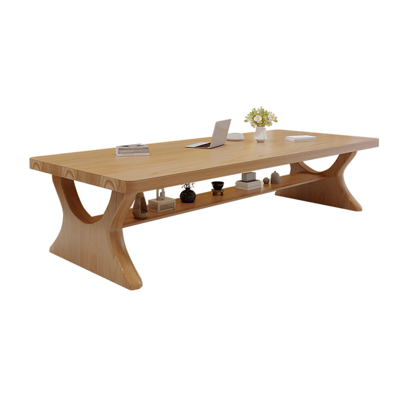 Solid Wood Writing Desk, 29.52" H x 86.61" W x 35.43" D