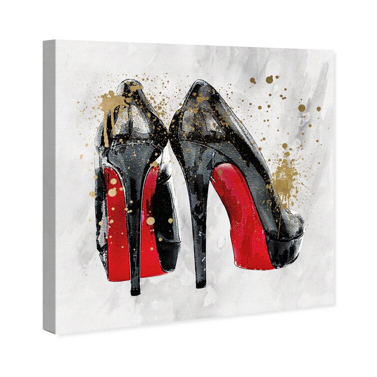 Black Heels Red Sole Fashion Canvas