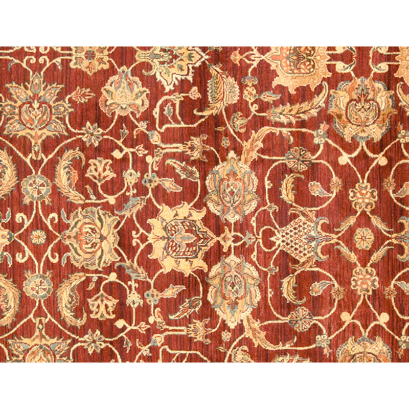 Tapis rouge et crème noué à la main de haute qualité
