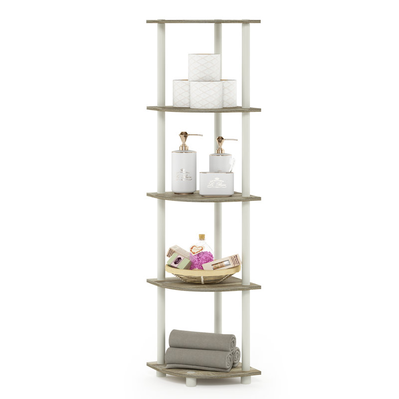 Bibliothèque d'angle en plastique Delrosario, (5 Shelves) 57.7" H x 11.6" W x 11.6" D, Sonoma Oak/White