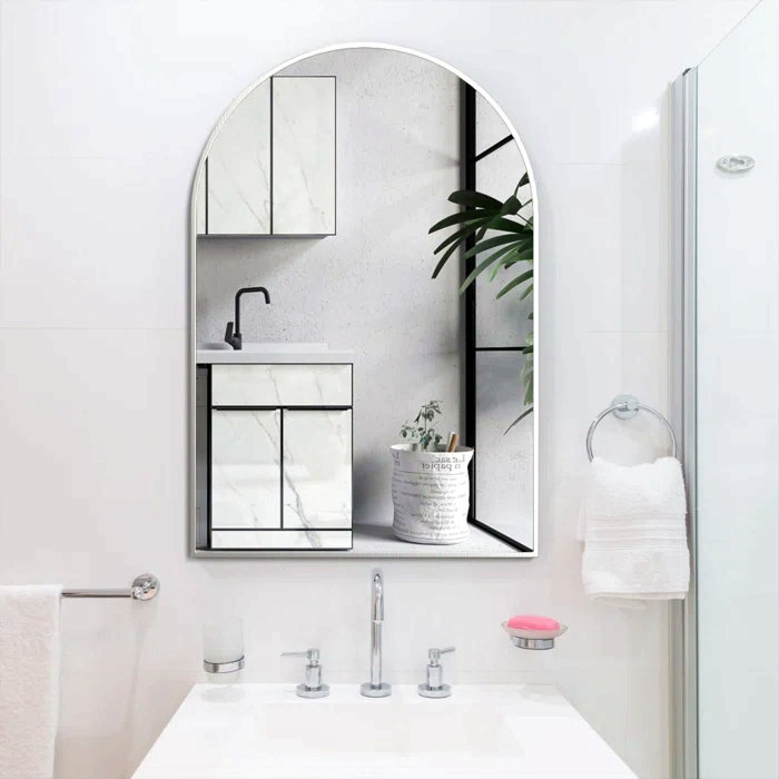 Miroir arqué 24 x 32 pouces Bathrrom, Noir, 32" H x 24" W