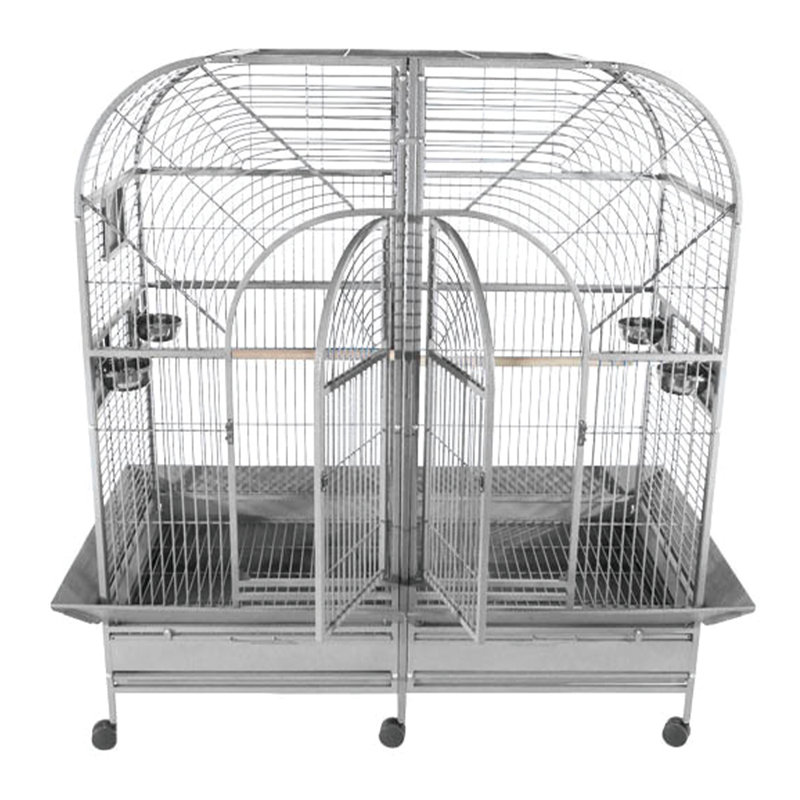 Double cage d'ara avec diviseur - Platine, Platine