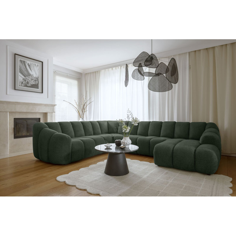 Shell 8 Seater Corner Sofa , Left Hand Facing, Green
