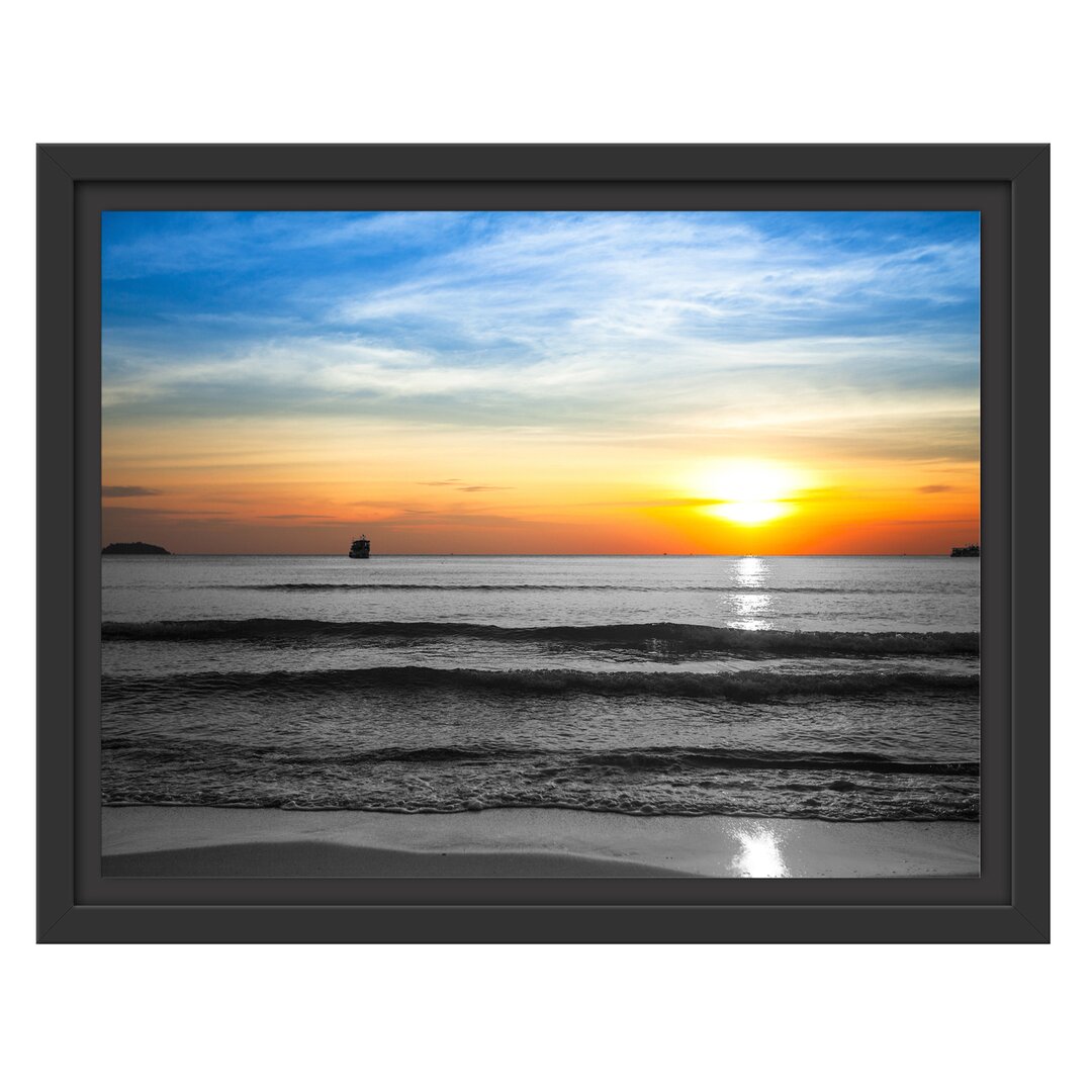 Gerahmtes Wandbild Malibu Beach Sunrise Water Sand