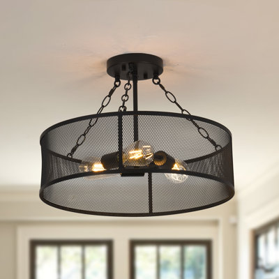 Plafonnier semi-encastré 3 lumières mat noir