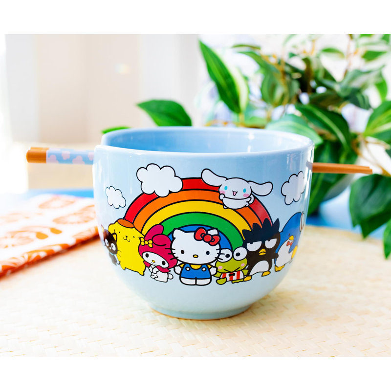 Ensemble de bol et baguettes en céramique arc-en-ciel Ahnalise Sanrio Hello Kitty And Friends