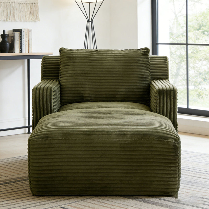 Chaises d'appoint modernes en velours côtelé, Vert