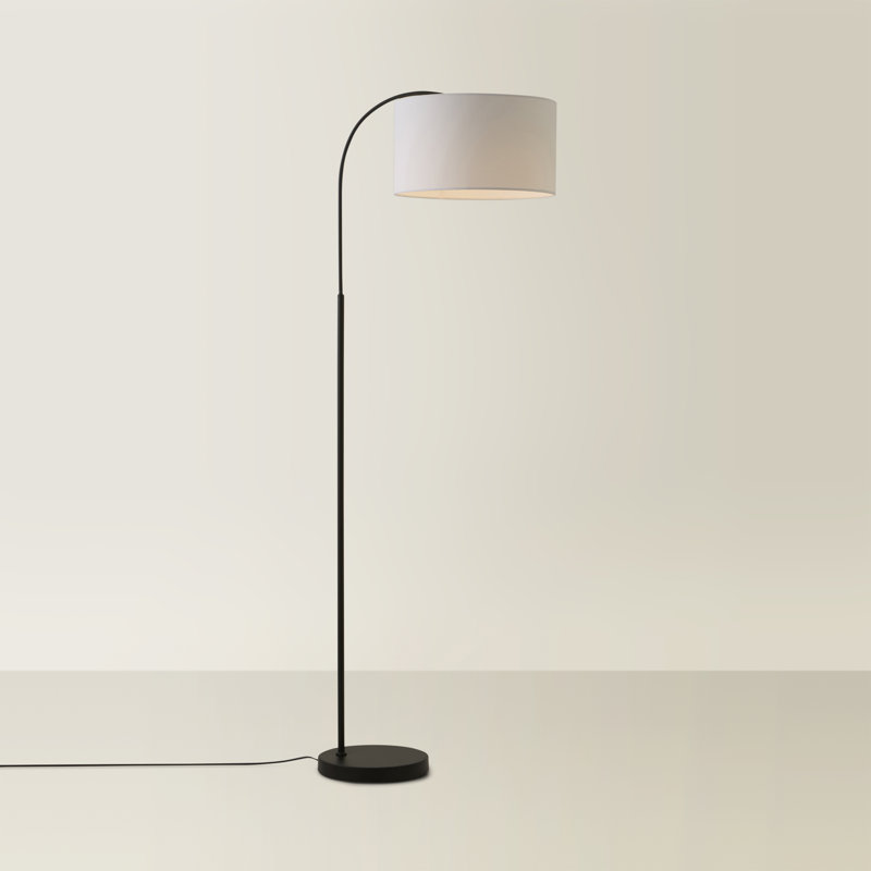 Domani 143cm Black Arched Floor Lamp, White