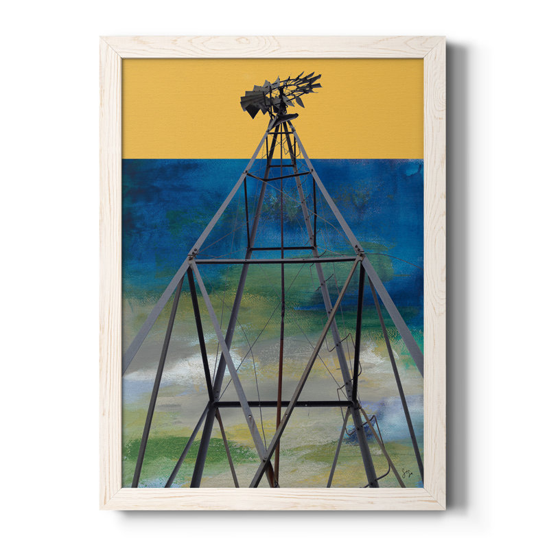Toile abstraite encadrée de qualité supérieure avec moulin à vent - prête à être accrochée, H 31,5 po x l 43,5 po x P 1 po