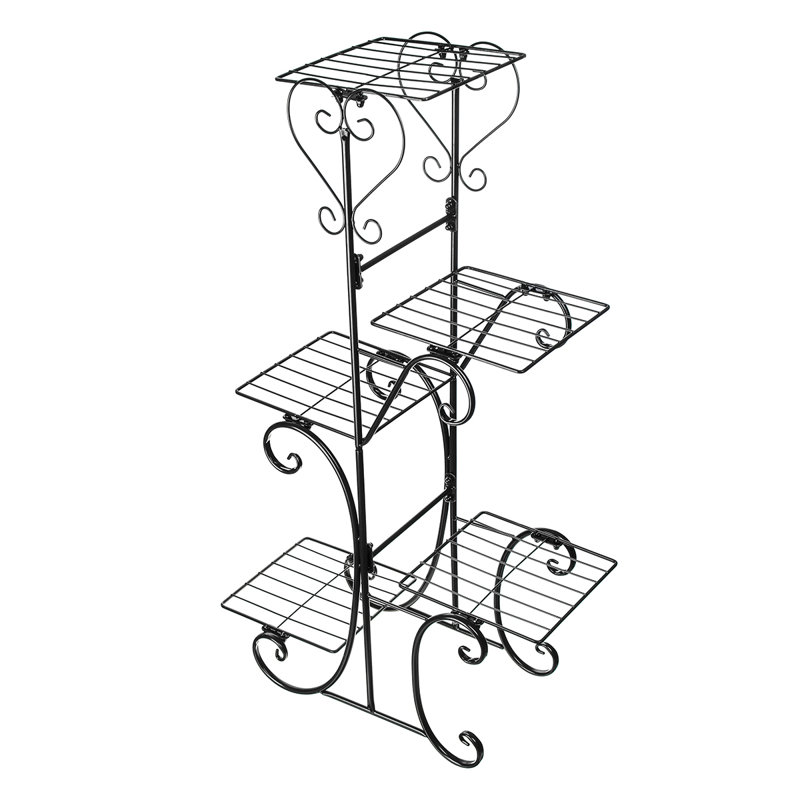 Hershel Metal Weather Resistant Plant Stand, Black