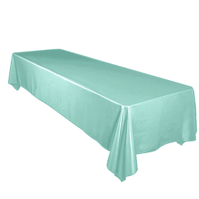 Tiano Solid Polyester Tablecloth, 144" x 58", Aqua