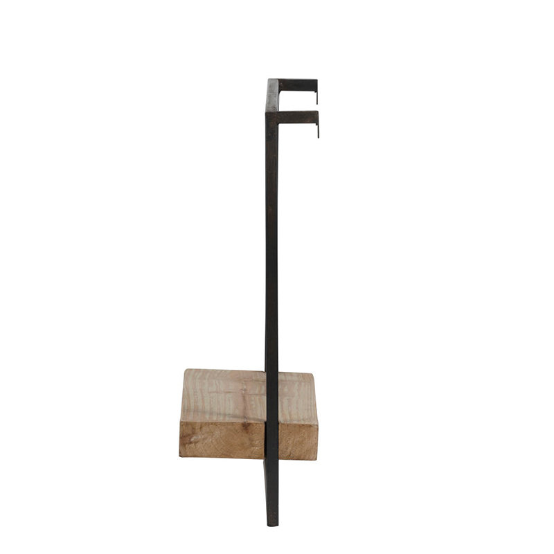 Homiyad Contemporary Iron and Wood Bracket Wall Shelf 15.5"