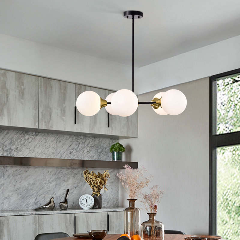 Caseville 5 - Light Glass Dimmable Sputnik Modern Linear Chandelier