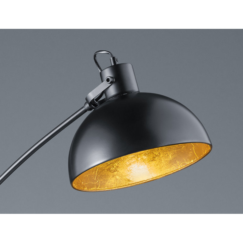 Konen 155cm Black Arched Floor Lamp, Black/Gold