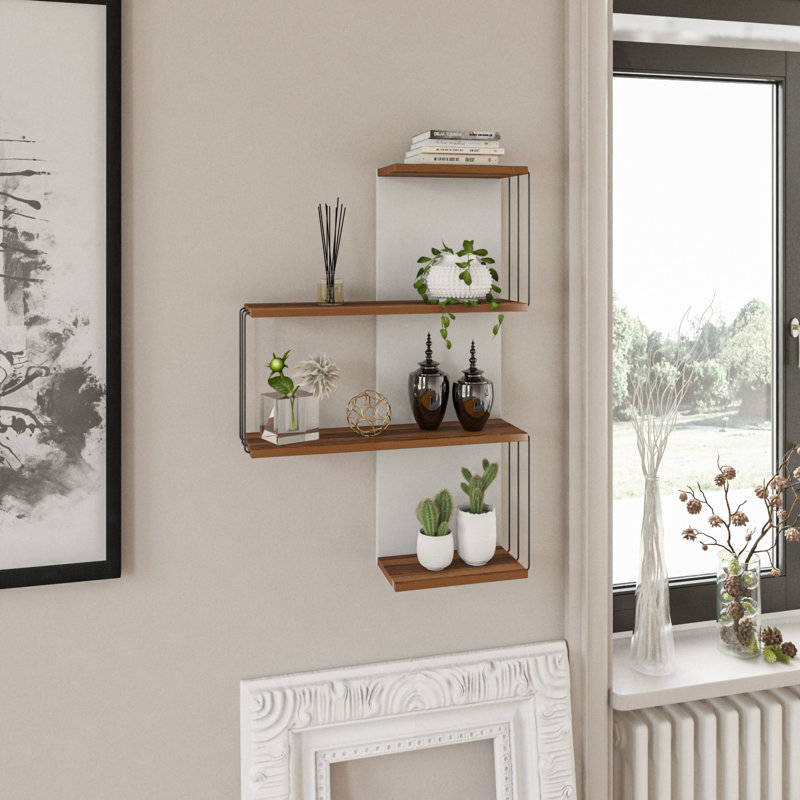 Colesen Stylish Wall Shelf, 25.2 x 37.8 x 7.5 inches | 100% Melamine Coated Particle Board, Thickness: 0.7 inches | Multiple Shelves for Organized Storage, Perfect for Living Room, Bedroom & Office