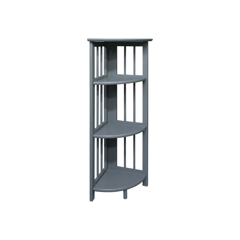 Duerr Corner Bookcase, 38.8" H x 12.5" W x 11.5" D, Slate Gray