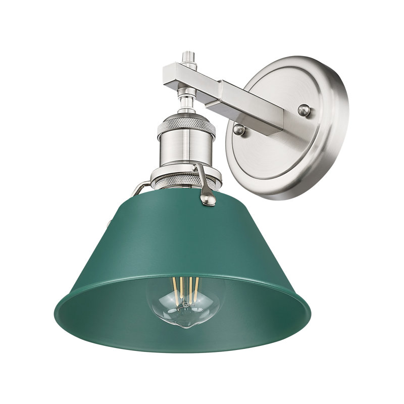 Meuble-lavabo de salle de bain 1 lumière Orwell en laiton vieilli avec pin vert, Étain