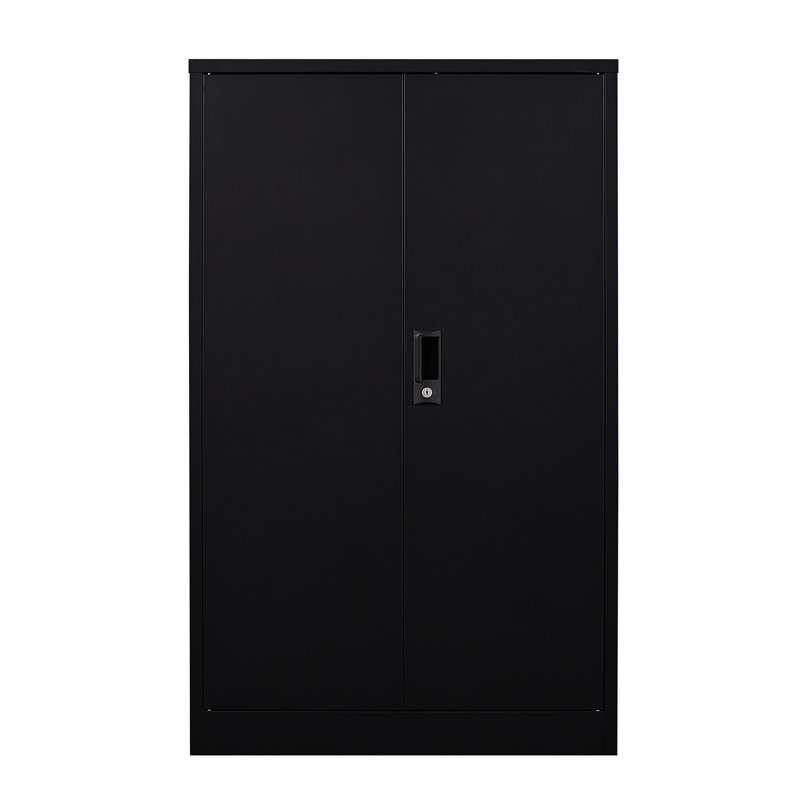Black Storage Cabinet, Adjustable Height Dividers, Handle Locks, Spring Loaded Door Metal Exquisite, Black