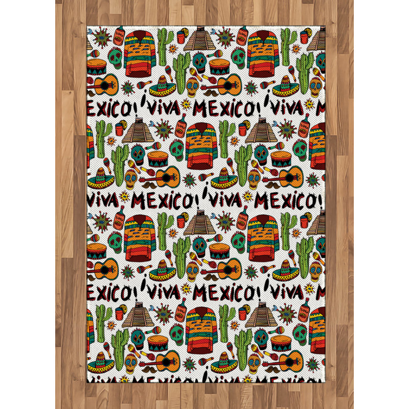 Mexican Green Area Rug, Rectangle 4' x 5'8"