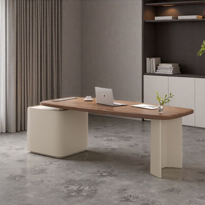 Modern Cream-Tone Walnut Desk
