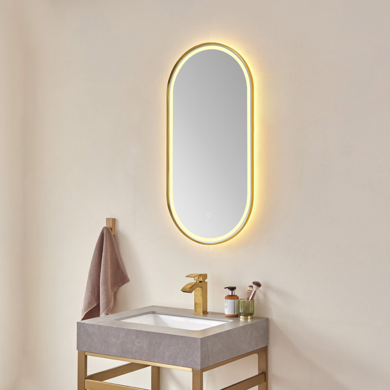 Miroir de salle de bain Orta, Or, 36 po x 18 po