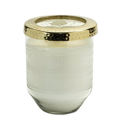 Bougie de soja parfumée Whit Currant avec couvercle floral pressé