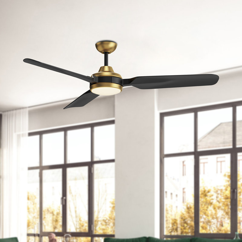 Fremont LED Downrod Ceiling Fan, Brushed Gold