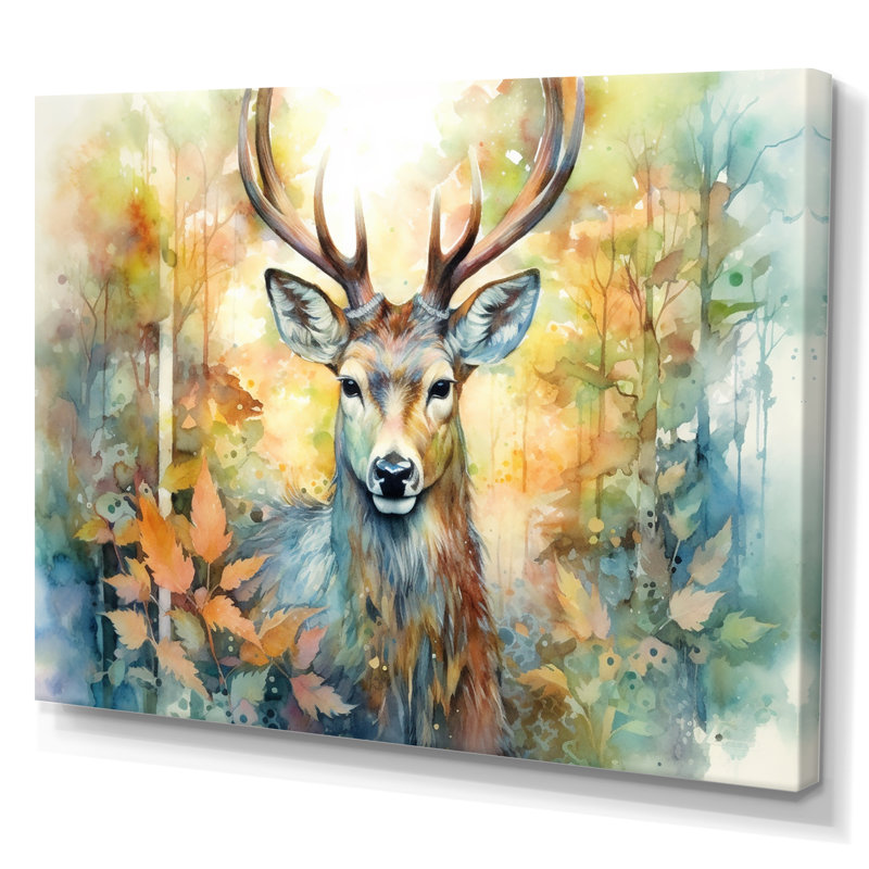Deer Wonderers I - art mural cerf, Toile tendue, H 12 po x l 20 po x P 1 po