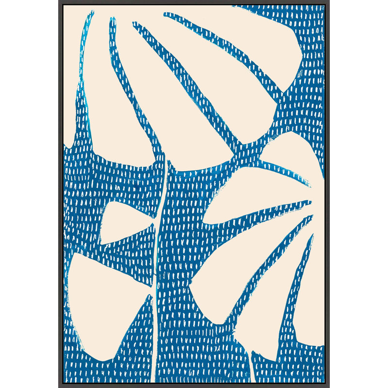 Ceramic Blue 4 by Andrea Stokes - Framed Wall Art, Black Picture Framed Canvas, 30" H x 21" W