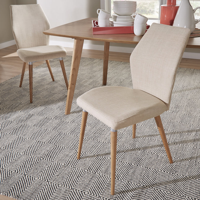 Jaeya 18.5'' H Linen Upholstered Side Chair, Beige, Light Oak