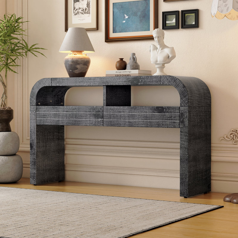 Console pour table d'entrée, canapé rétro avec 2 grands tiroirs, console étroite