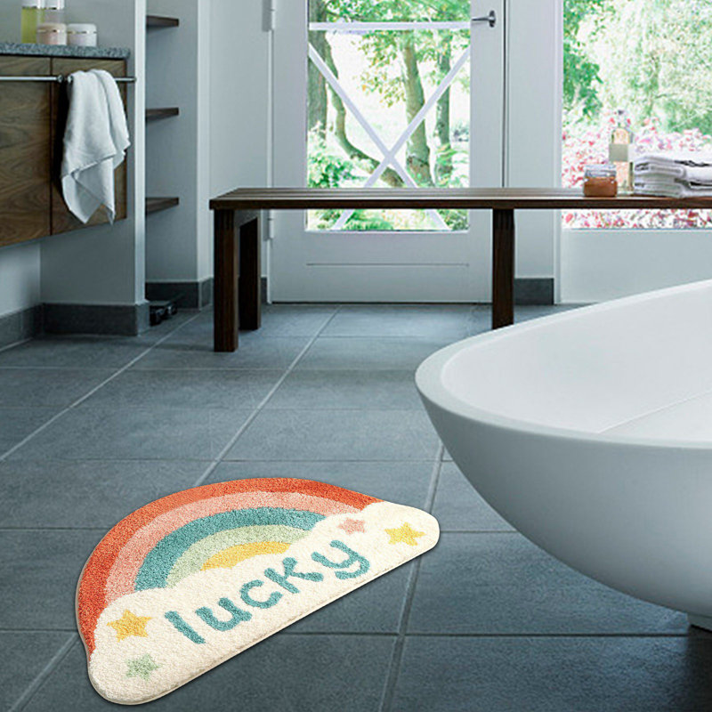  Tapis de bain 50 x 80 cm Tapis de salle de bain semi-circulaire Tapis absorbant hygiénique, A