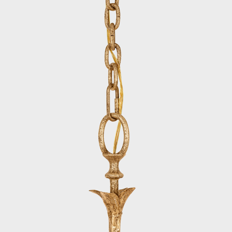 Amalfi 50" Three-Tiered Chandelier in Milano Gold with Linen Shades