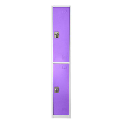 Casier 2 portes 72 po x 12 po x 12 po à 2 portes en acier avec serrure à clé - Rangement pour employés, étudiants, salle de sport, lieu de travail - Comprend les tablettes, les crochets, la ventilation et le porte-carte - Assemblage facile