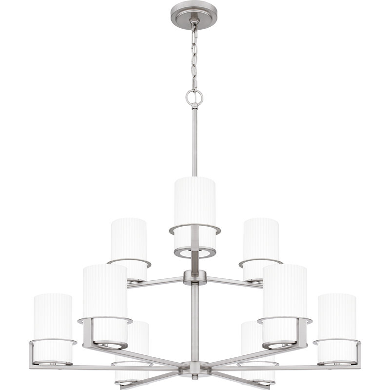 Ephemerine 9 - Light Dimmable Tiered Chandelier, Brushed Nickel