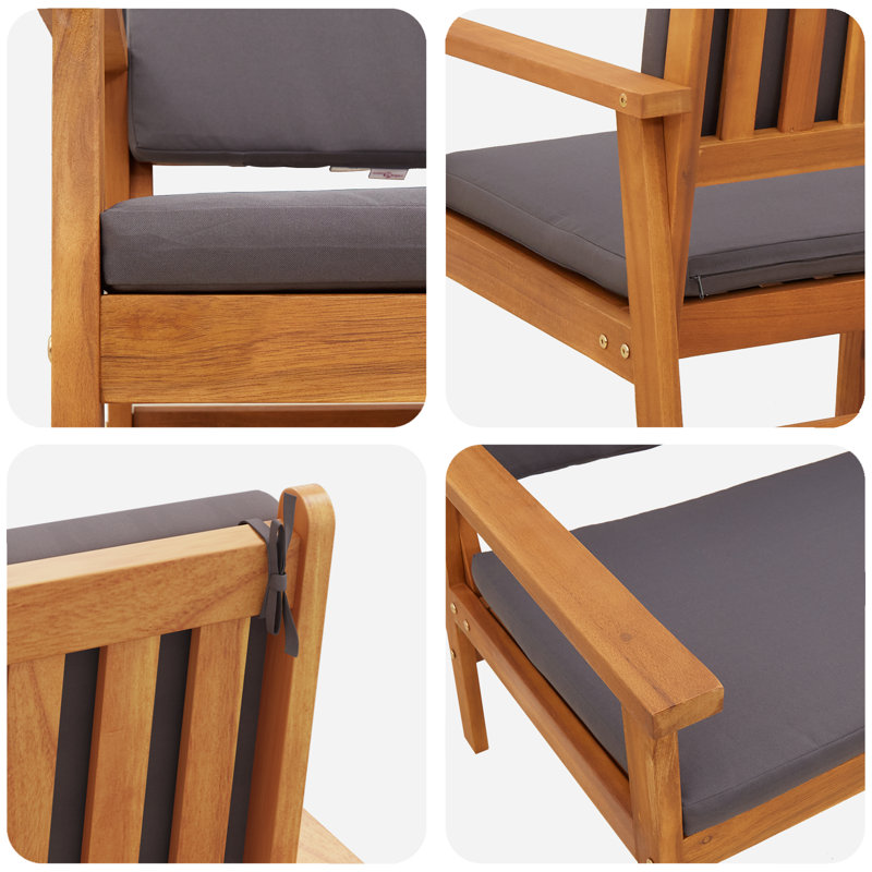 Banc de jardin avec coussin en bois d'acacia anthracite vidaXL