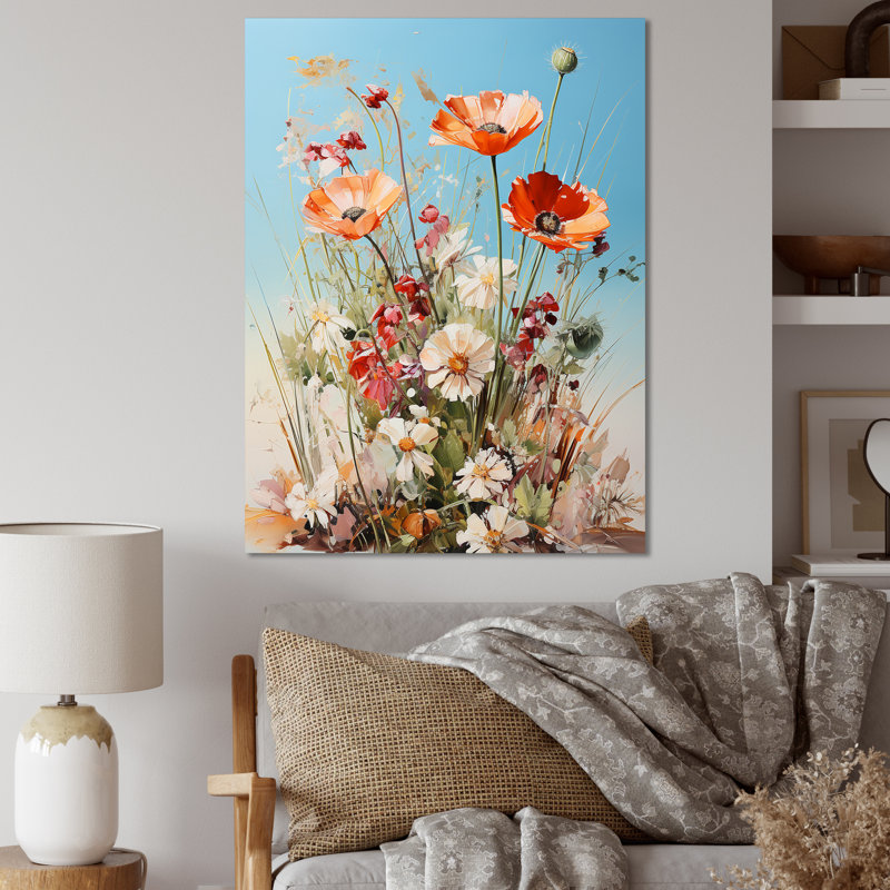 Œillets mauves, charme de campagne sur toile, Toile tendue, H 44 po x l 34 po x P 1,5 po
