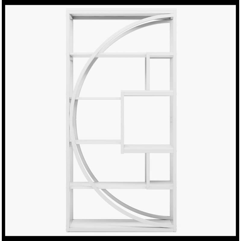 Industrial Bookshelf Bookcase With 8 Open Storage Shelf, White/White