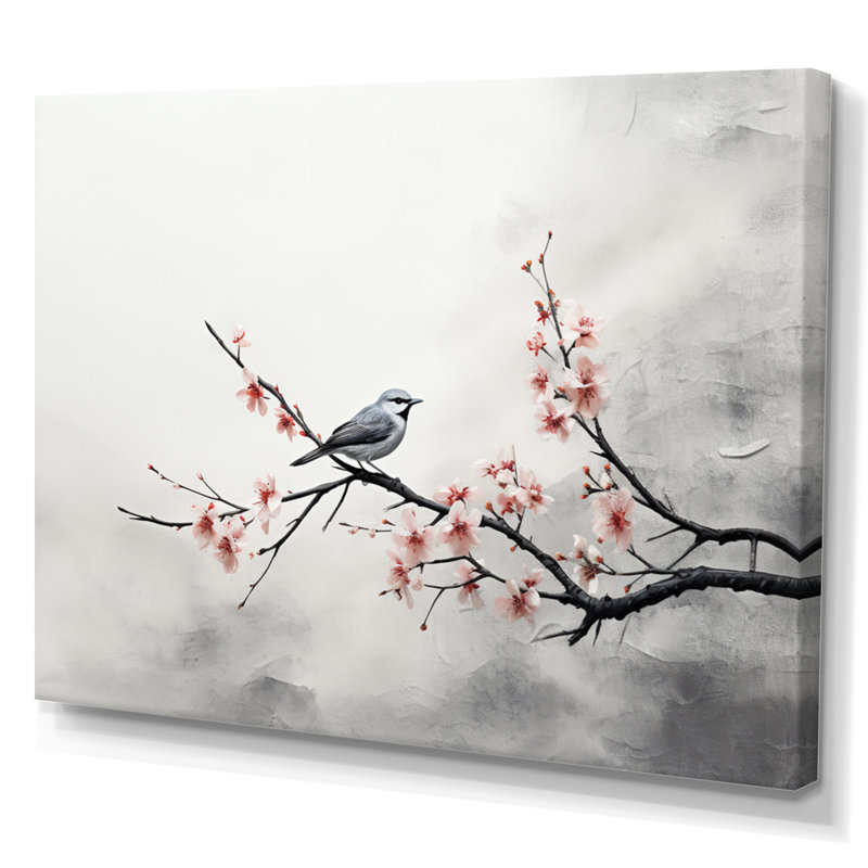 «Asian Art Sumi Bird Serenity X», reproduction d'art sur toile, H 12 po x l 20 po x P 1 po, Toile tendue