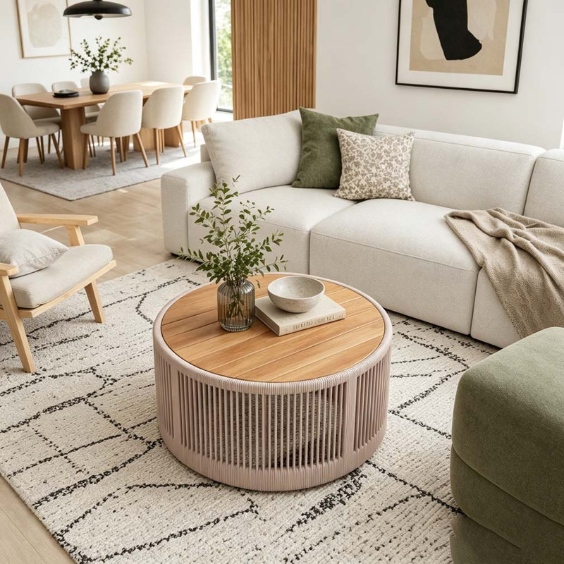 Table basse en bois, Teak+ Beige