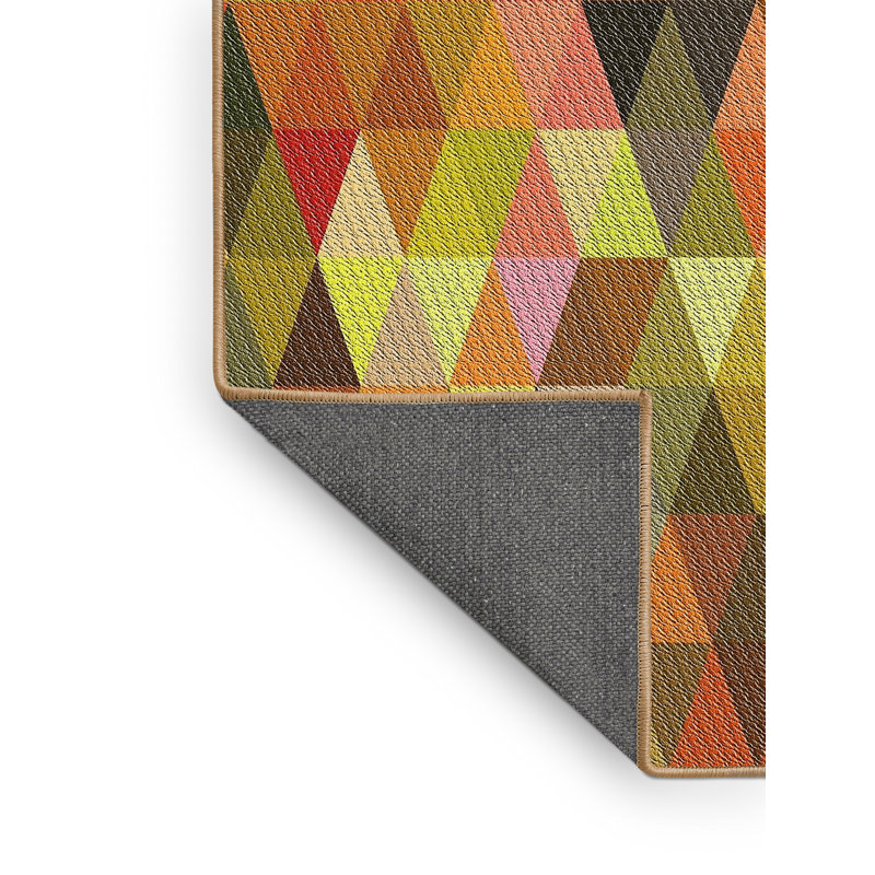 Tapis décoratif à motifs jaune/bleu/orange, Rectangle 5 pi x 7 pi