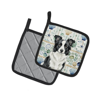 Paire de poignées en verre bord de mer Border Collie
